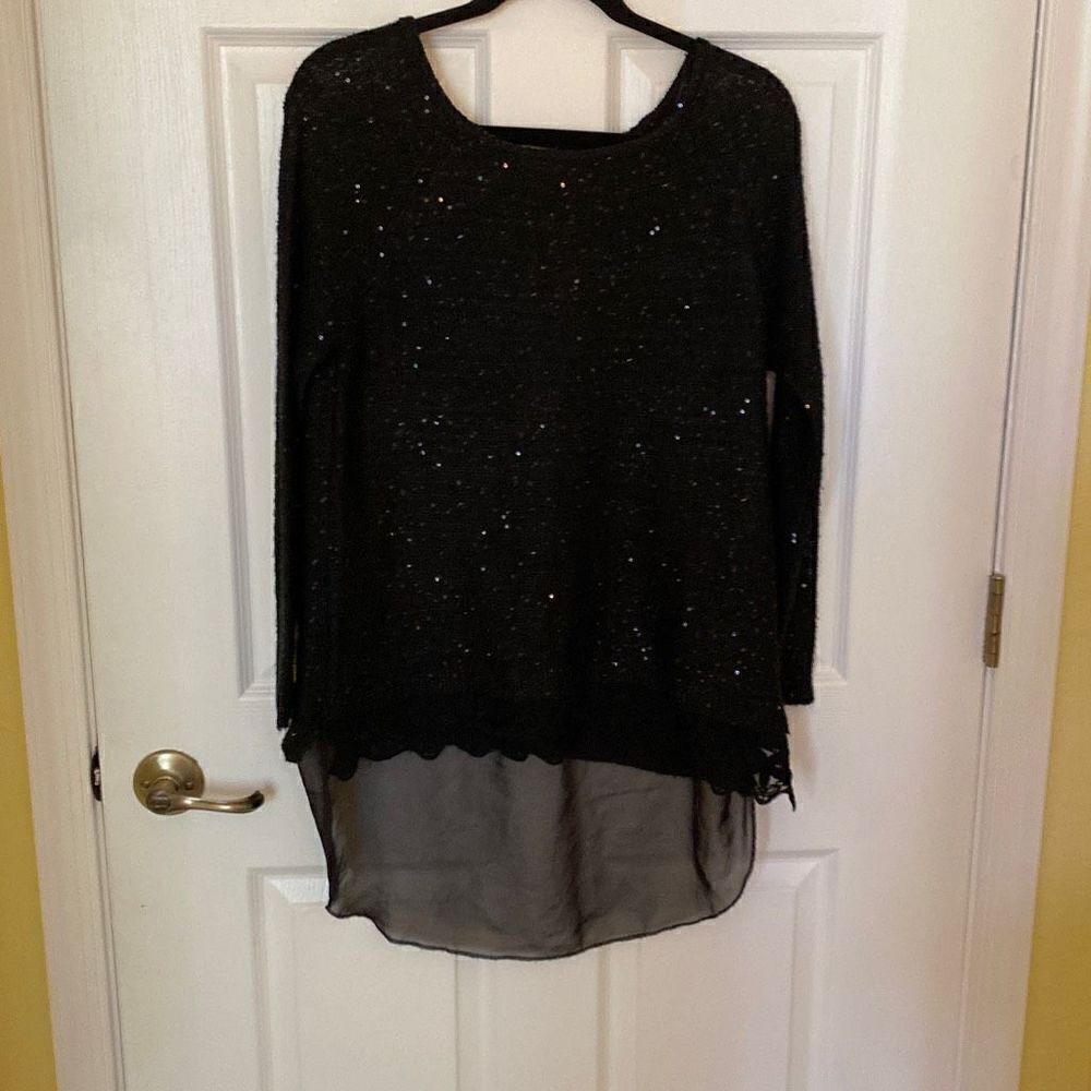 Katsumi Women’s Sparkling Black Sweater, Size L